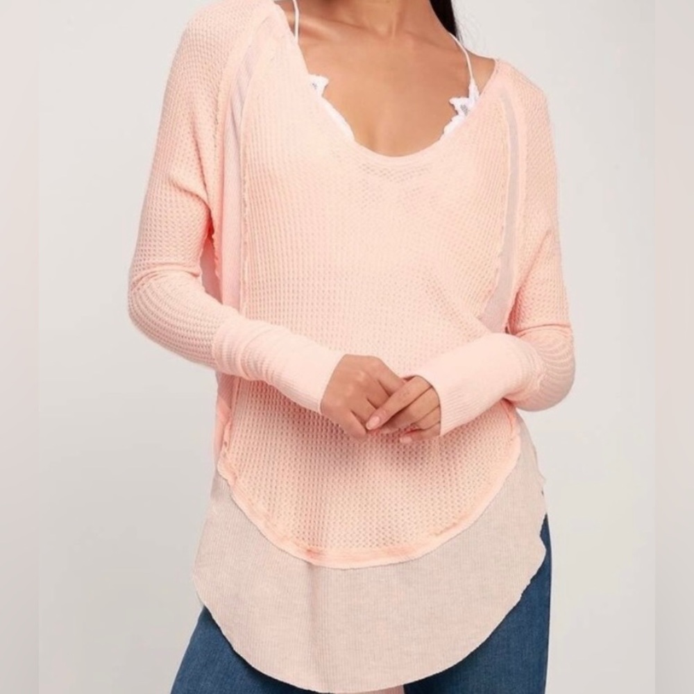 Free People waffle thin ribbed sweater